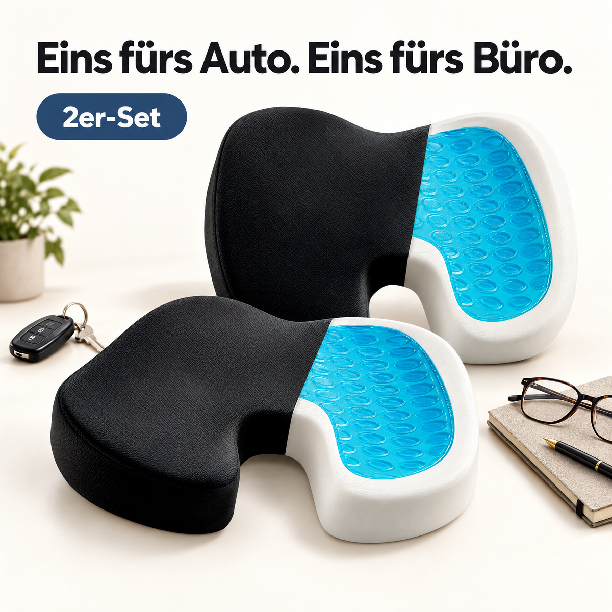 2er-Set Sitzkissen für Auto und Büro